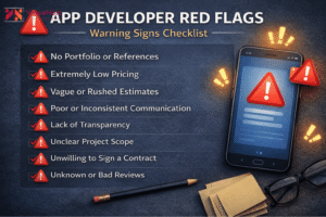 red flags when hiring an app developer checklist warning signs